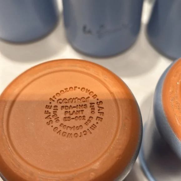 6 empty clay la fermiere yogurt pots. Blue Desired by crafters and bakers - Picture 4 of 6